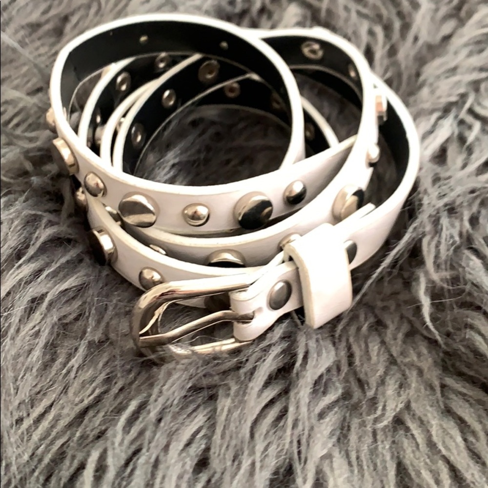 White studded belt